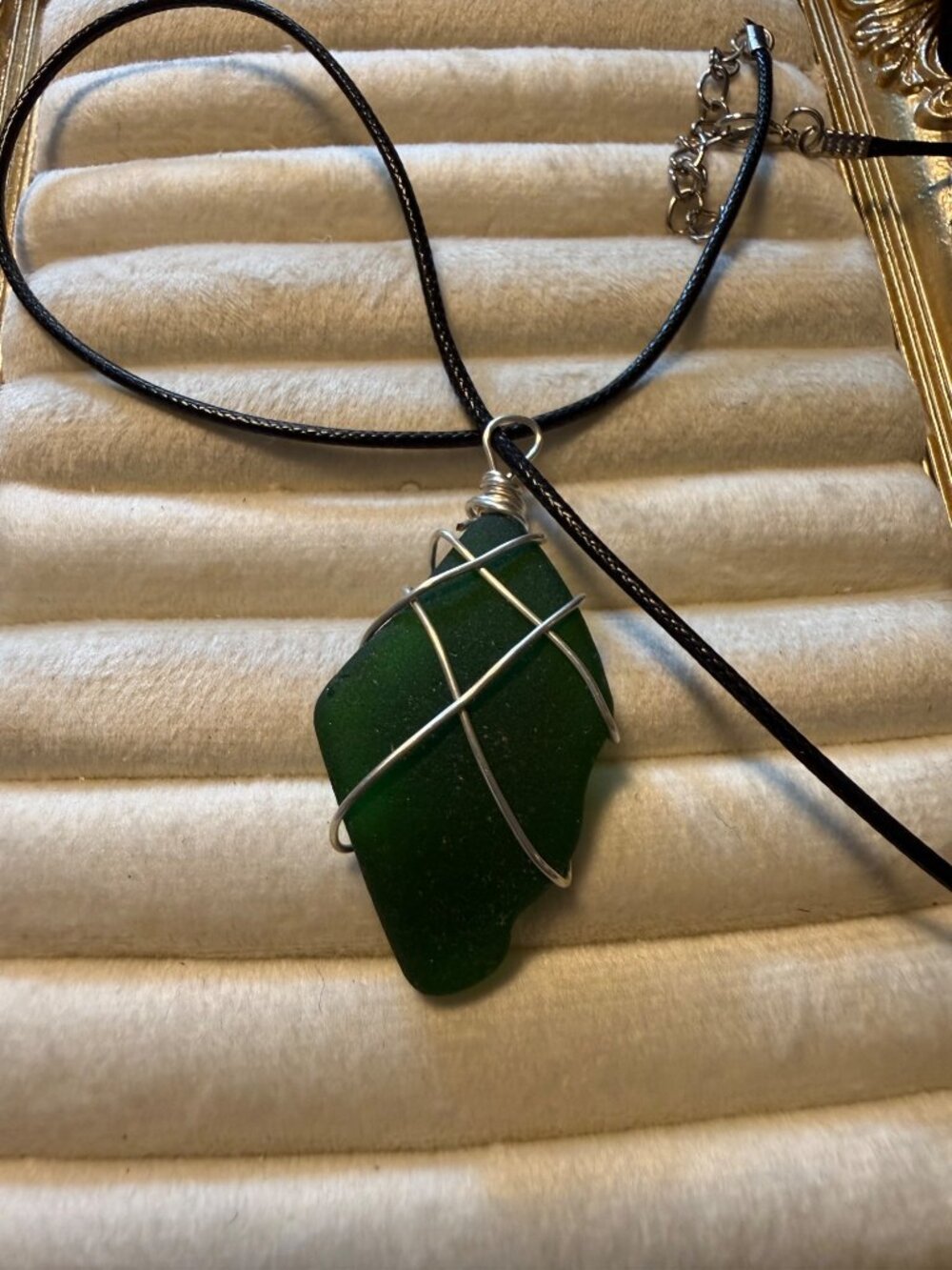 Caribbean Evergreen – Large Puerto Rico Sea Glass Wire-Wrapped Necklace